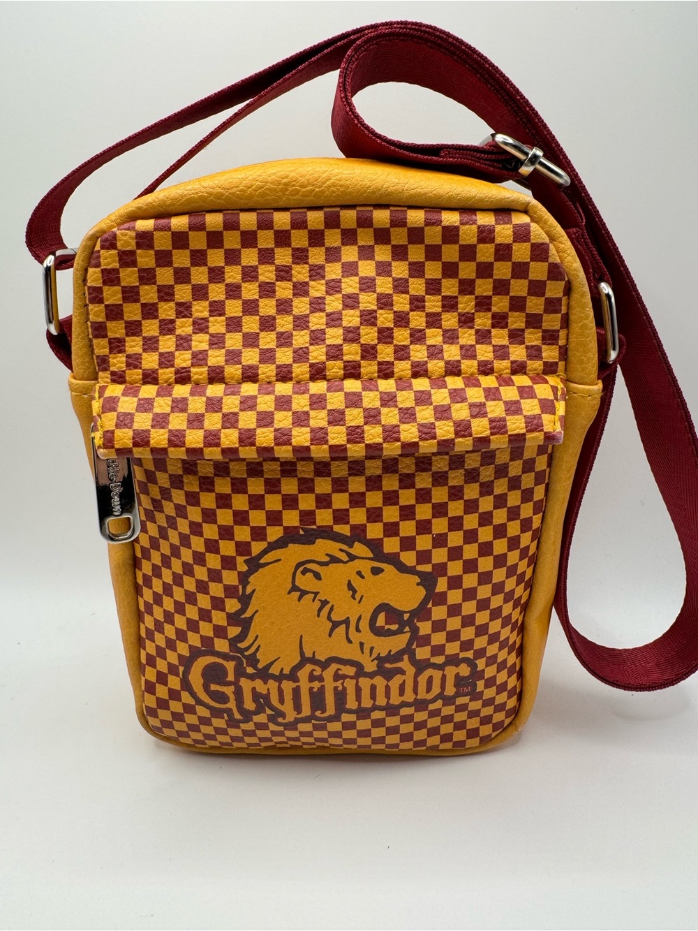Buckle-Down Gryffindor Checker Crossbody Bag in Maroon and Yellow